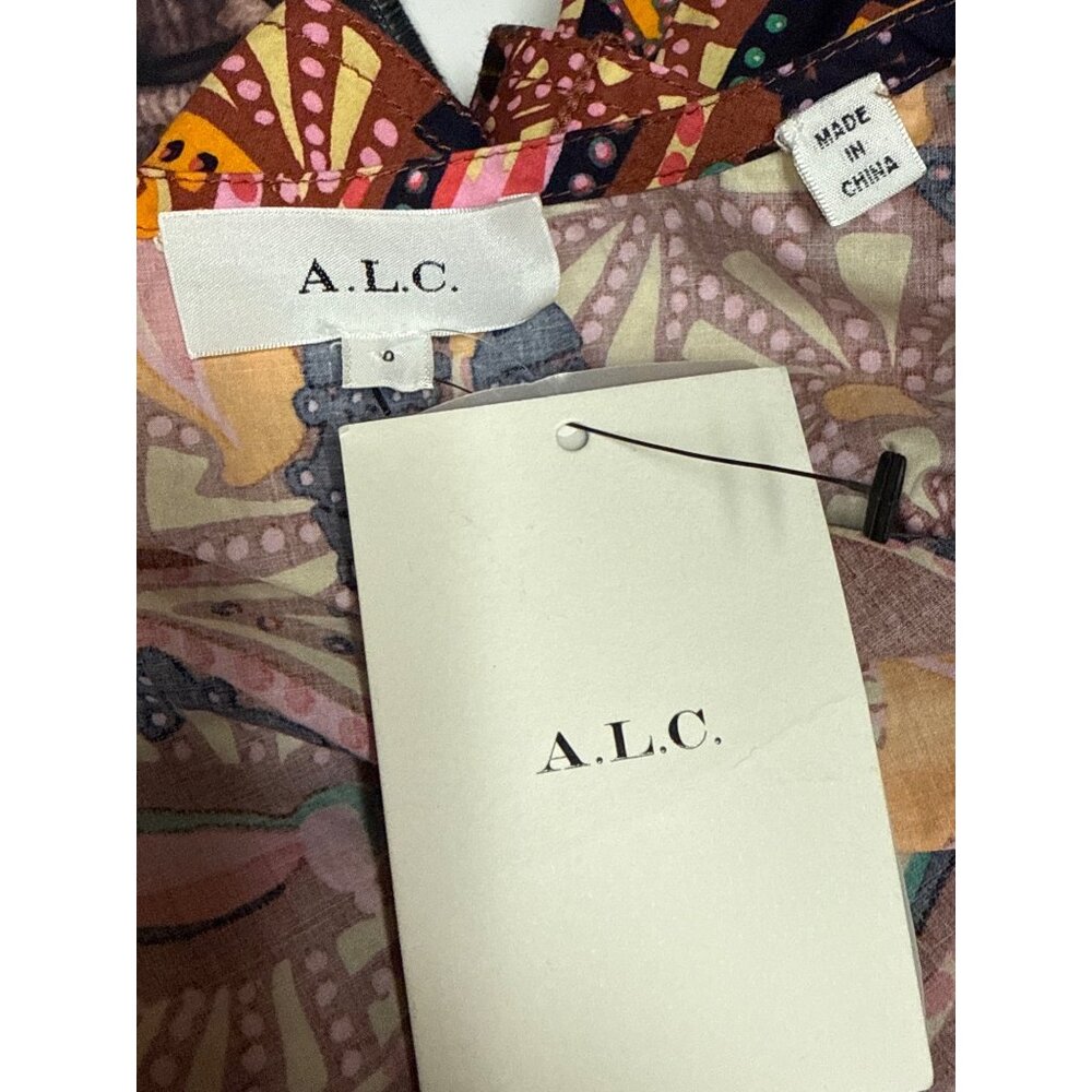 A.L.C. Carey Women's Dress Printed Puff Sleeve Mini V-Neck Fit Flare Size 0 NEW - Picture 11 of 13